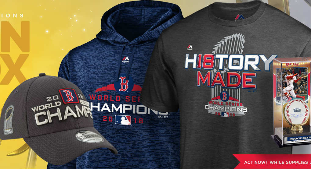 2018 MLB World Series Champions Boston Red Sox Jersey Cap T-Shirt Locker Room Stuff