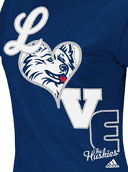 Connecticut Huskies Football T-Shirts - Love Huskies By Adidas