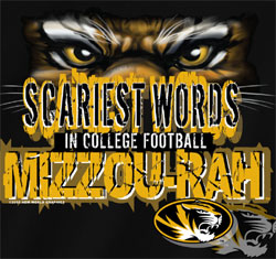 Missouri Tigers Football T-Shirts - Scariest Words MIZZOU-RAW