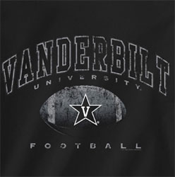 Vanderbilt Commodores Football T-Shirts - Black T-Shirt With Football
